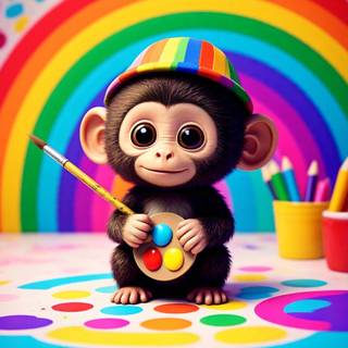 cute rainbow monkey! i made this with AI