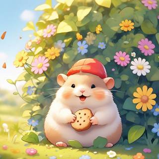 hamster eating a cookie