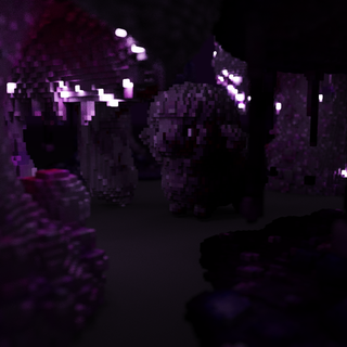 Purple Voxel Mushroom Forest