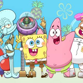 SpongeBob Patrick Sandy and Mr Krabs and squidward