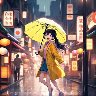 girl dancing in the rain