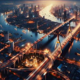 Bridge Sunset Panorama by patrika