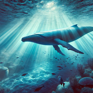 blue whale with ocean