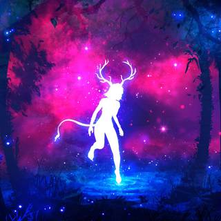 galaxy girl in the woods