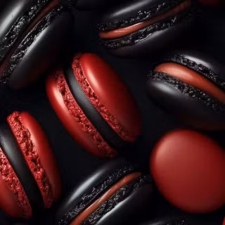Red and Black macaroons