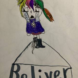 Girl with rainbow hair 