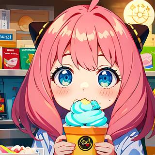 cute anime girl eating icecream!!