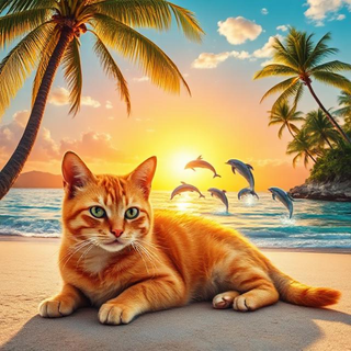 Cat on the beach