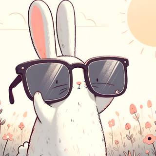 Adorable bunny with sunglasses