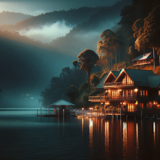 Enchanting Lake House Evening by robokoboto