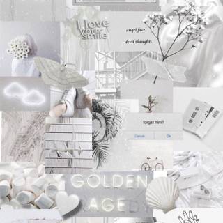 White Asthetic Collage Wallpaper