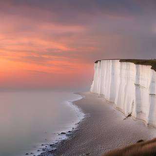 Lighthouse over white cliffs by kingbonj