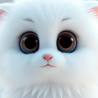 Cute Fluffy White Cat