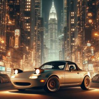 Mazda Miata MX-5 of 1995 with lights up