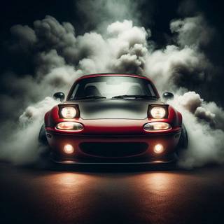 Mazda Miata MX-5 of 1995 burning out