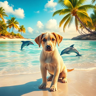 Lab Puppy At The Beach