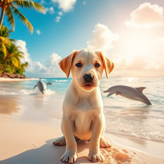 Lab Puppy At The Beach