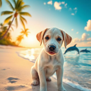 Lab Puppy At The Beach