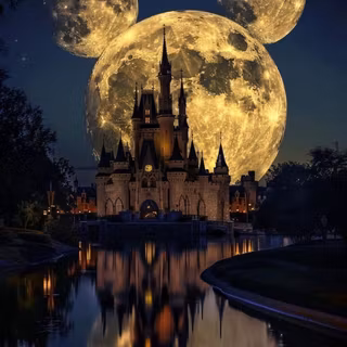 Disney Castle and Mickey Mouse Moon