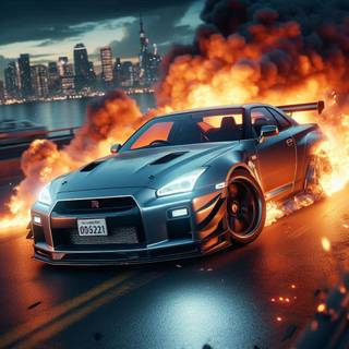 Nissan Gtr r35 burning out 