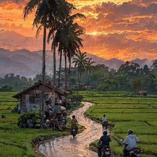 Village evening aesthetic hd wallpaper 