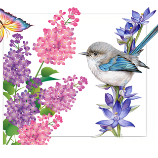 FRAMED BIRD AND FLOWERS