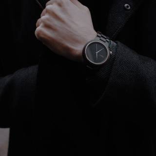 Men in Black with Wrist Watch 