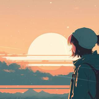 anime walking into the sunset 