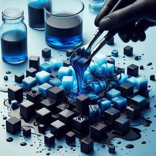 black and blue cubes mixed liquid