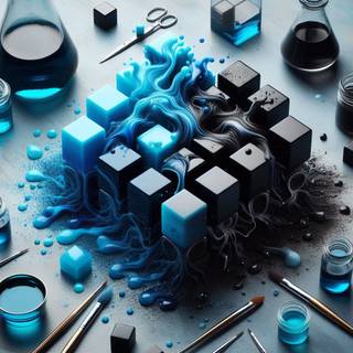 black and blue cubes stacked 