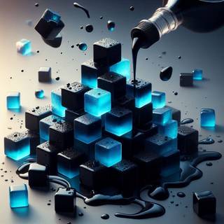 black and blue liquid mixed 