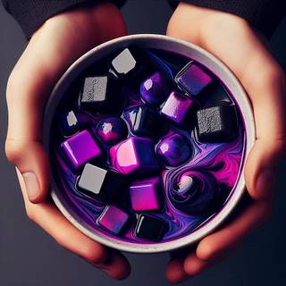 black and purple mixed liquid