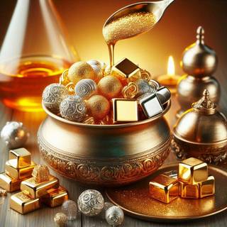 gold and silver cubes 