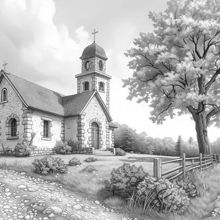 Chapel in Serene Countryside by CelestialCanvas
