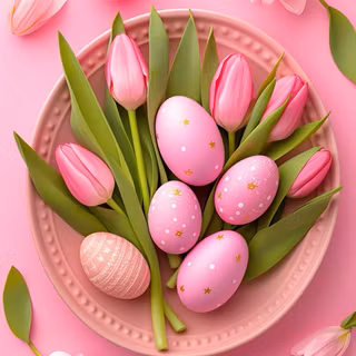 Tulips and Easter Eggs