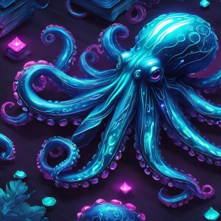 Blue Bioluminscent Alien Octopus