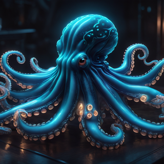 Blue Bioluminscent Alien Octopus