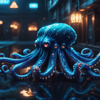 Blue Bioluminscent Alien Octopus