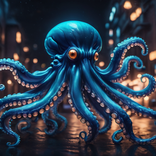 Blue Bioluminscent Alien Octopus