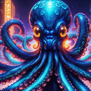 Blue Bioluminscent Alien Octopus