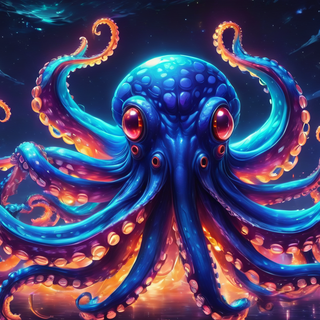 Blue Bioluminscent Alien Octopus