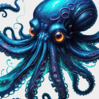 Blue Bioluminscent Alien Octopus