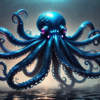Blue Bioluminscent Alien Octopus