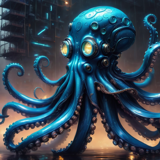 Blue Bioluminscent Alien Octopus