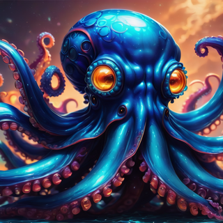 Blue Bioluminscent Alien Octopus