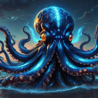 Blue Bioluminscent Alien Octopus