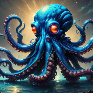 Blue Bioluminscent Alien Octopus