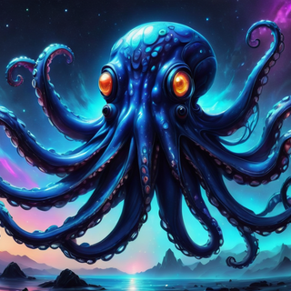 Blue Bioluminscent Alien Octopus