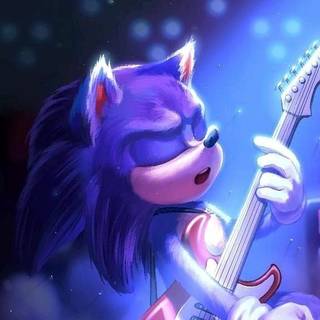 Sonic The Hedgehog Playing Guitar On Stage Of Rock Band