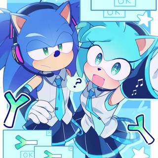Sonic And Amy Rose Are Wearing Miku Uniforms